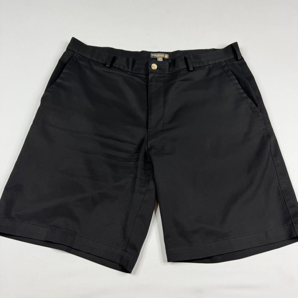Peter Millar Crown Sport Shorts Mens 36 Black Performance Golf Technical Solid
